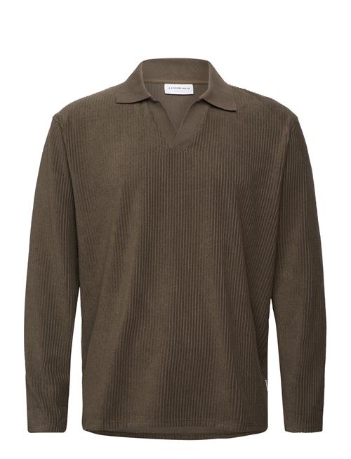 V-Neck Jacquard Polo L/S Lindbergh Green