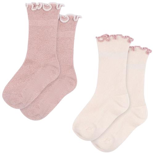 Konges Sløjd 2-Pack Rib Frill-strømper Rose Off White | Lyserød | 19-21 EU