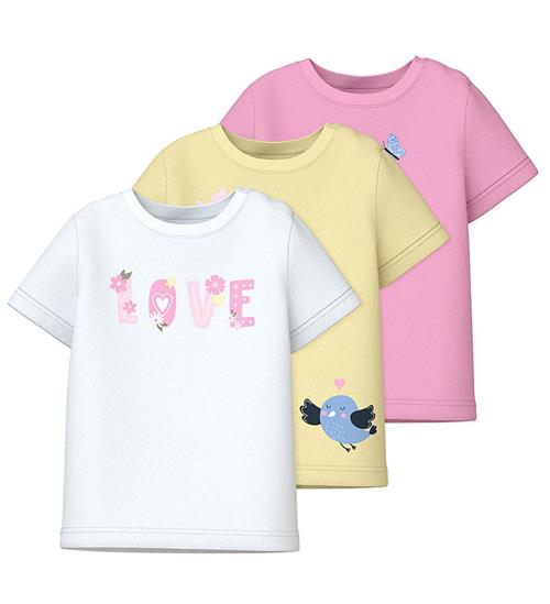 Se Name It T-shirt - 3 Pack - NbfVubie - Pink Frosting/Pastel Yell ved KidsWorld