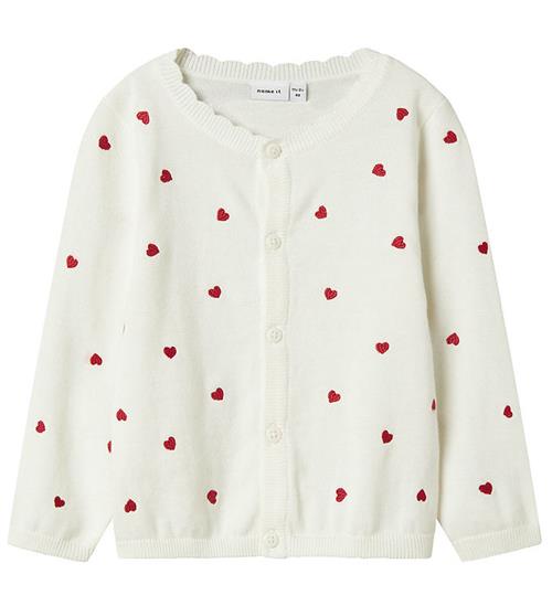 Name It Cardigan - NmfFisilly - Strik - Cloud Dancer m. Hjerter