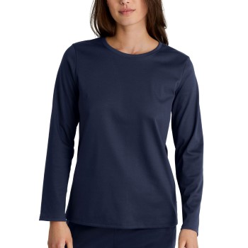 Calida Favourites Sleep Cotton Shirt Long-Sleeve Marineblå bomuld Small Dame