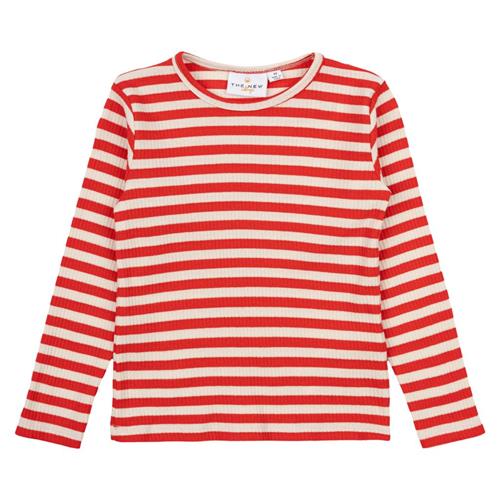 The New Siblings GOTS Fro Uni Rib T-shirt Poppy Red Striped | Rød | 92 cm