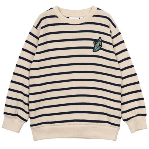 The New Siblings GOTS Nat Sweatshirt Mood Indigo Striped 104cm  Marineblå  104 cm  mand