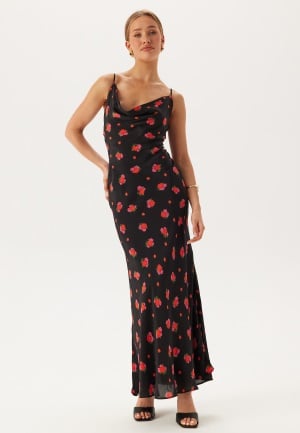 Se Bardot Monroe Cowl Neck Maxi Dress 194008 Black Floral 44(UK16) ved Bubbleroom