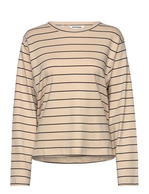 Srhella Striped Ls T-Shirt Gots Soft Rebels Beige