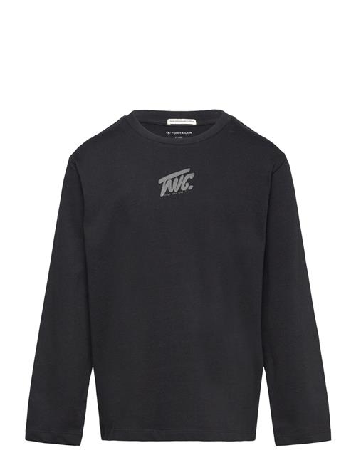 Se Regular Printed Longsleeve Tom Tailor Black ved Booztlet