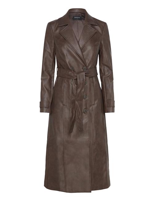 Vegan Leather Trench Coat Bardot Brown