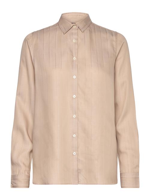 Sanna Jacquard Stripe Lyocell Shirt Lexington Clothing Beige