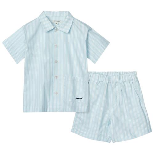 Liewood GOTS Leona Sæt Med Tøj Stripe Pure Sky Creme De La Creme 122 cm  Blå  122 cm  Unisex