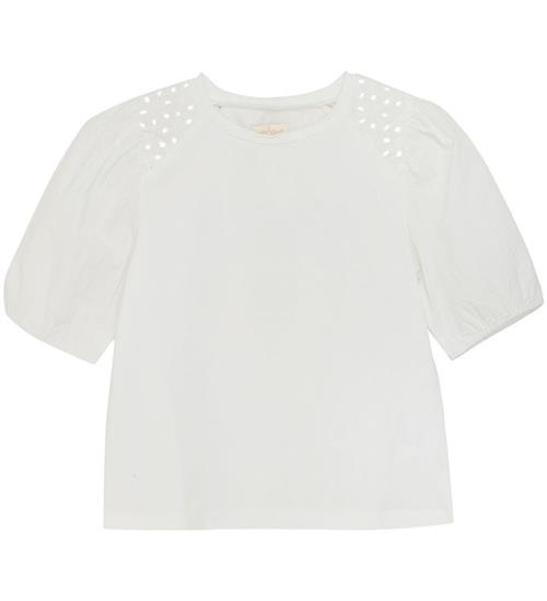 Creamie T-shirt - Broderie Anglaise - Cloud m. Hulmønster