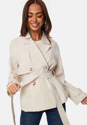 BUBBLEROOM Thelma Linen Trenchcoat Light beige M