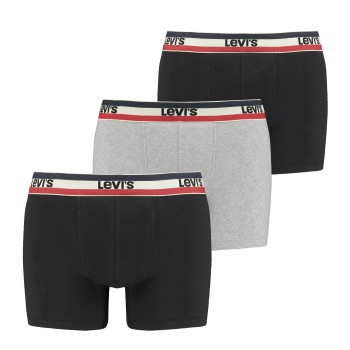 Levis 3P Logo Boxer Brief Sort/Grå bomuld Medium Herre