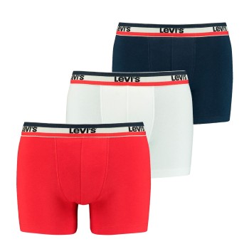 Levis 3P Logo Boxer Brief Marine/Rød bomuld Large Herre