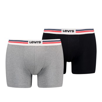 Levis 2P Men Sportswear Logo Boxer Brief Grå/Sort bomuld Medium Herre