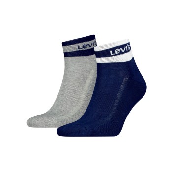 Levis Strømper 2P Mid Cut Stripe Socks Marineblå/Grå Str 35/38