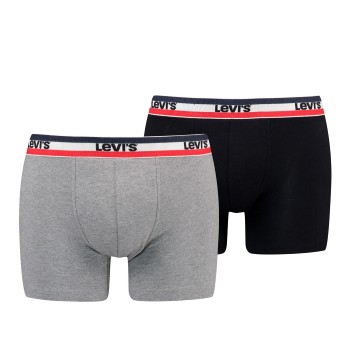 Levis 2P Sportswear Logo Base Boxer Sort/Grå bomuld Medium Herre