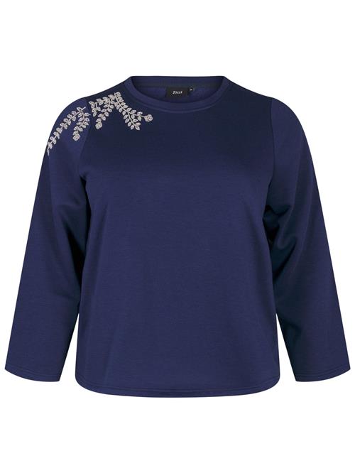 Se Zizzi Sweatshirt 'MKIHOLM'  navy / sølv ved About You