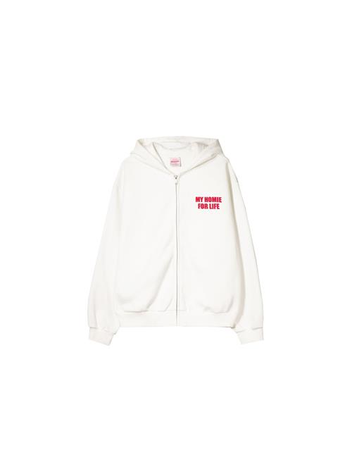 Bershka Sweatjakke 'VALENTIN'  lyserød / rød / offwhite