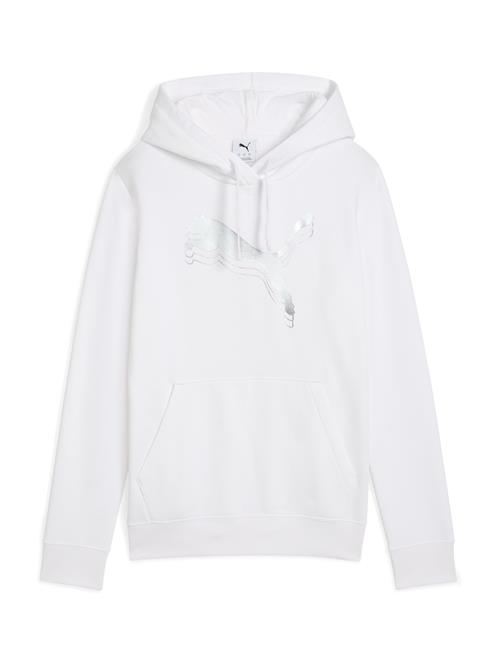 Se PUMA Sweatshirt 'Ess Metallic'  sølv / hvid ved About You