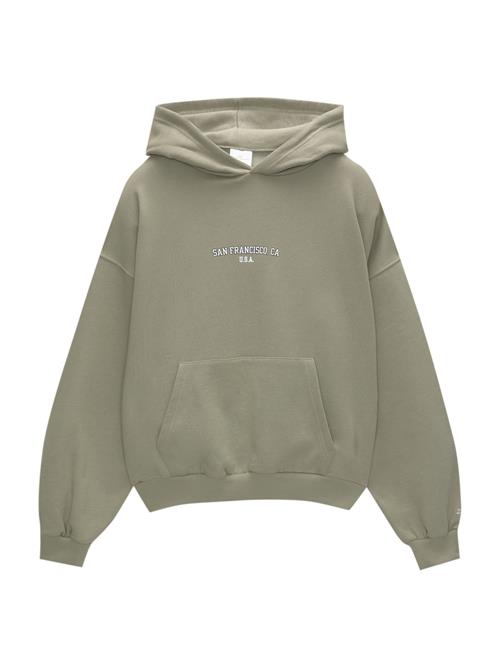 Se Pull&Bear Sweatshirt 'PACIFIC 95'  khaki / sort / hvid ved About You