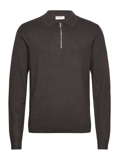 Ecovero L/S Zip Polo Lindbergh Brown