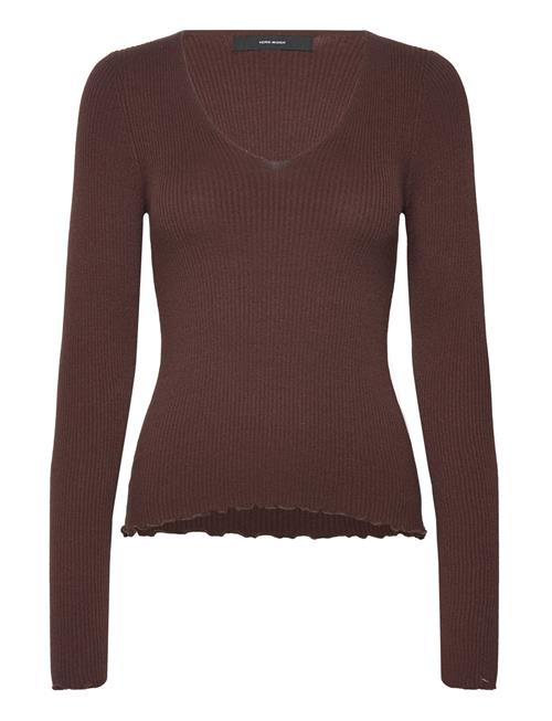 Vmevie Ls V-Neck Pullover Ga Noos Vero Moda Brown