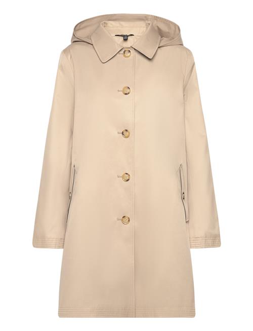 Hooded Cotton-Blend Balmacaan Coat Lauren Ralph Lauren Beige