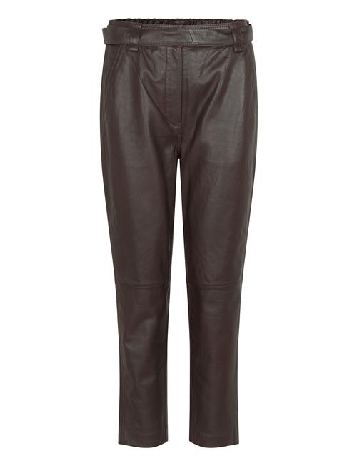 Se Indie Leather New Trousers Second Female Brown ved Booztlet