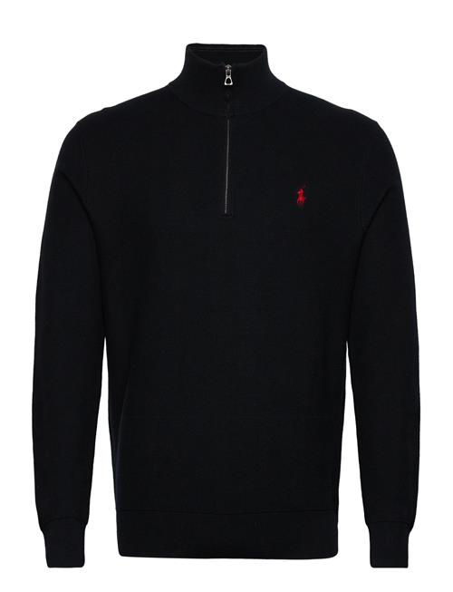 Mesh-Knit Cotton Quarter-Zip Sweater Polo Ralph Lauren Black