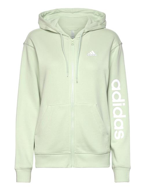 Se Essentials Linear Full Zip French Terry Hoodie Adidas Sportswear Green ved Booztlet