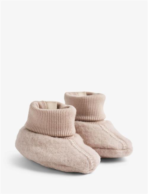 Wool Fleece Booties Lei Wheat Pink