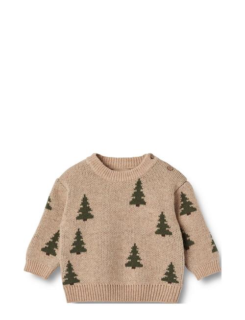 Jacquard Pullover Tree Wheat Beige