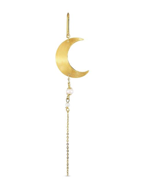 Half Moon Earring With Pearl Chain Jane Koenig Gold