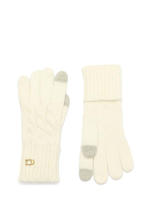 Cable Knit Glove Coach Accessories Cream