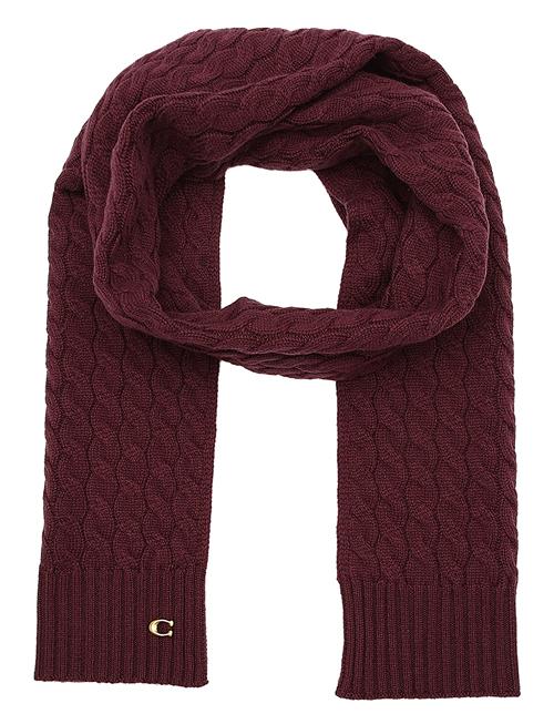 Cable Knit Scarf Coach Accessories Burgundy