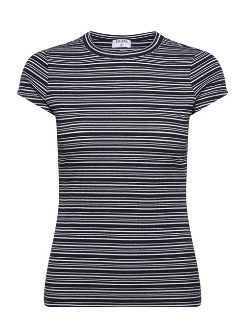 Se Striped Fine Rib Tee Filippa K Black ved Booztlet