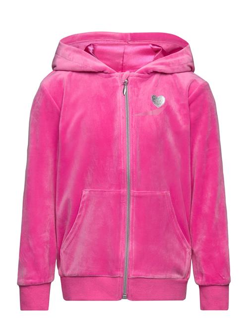 Hoodjacket With Zipper Velour Lindex Pink