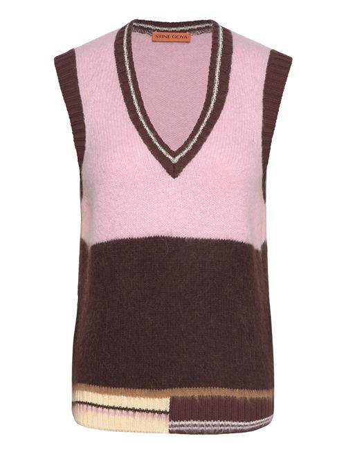 Se V Neckline Vest, 2283 Alpaca Stripe STINE GOYA Pink ved Booztlet