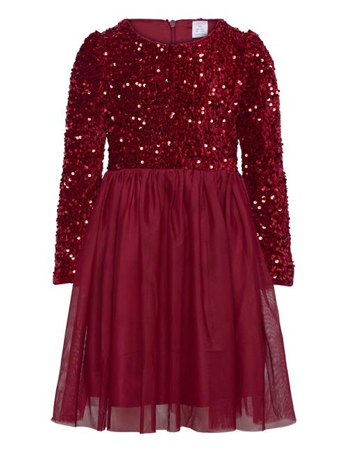 Dress L S Sequins Velvet Top A Lindex Red