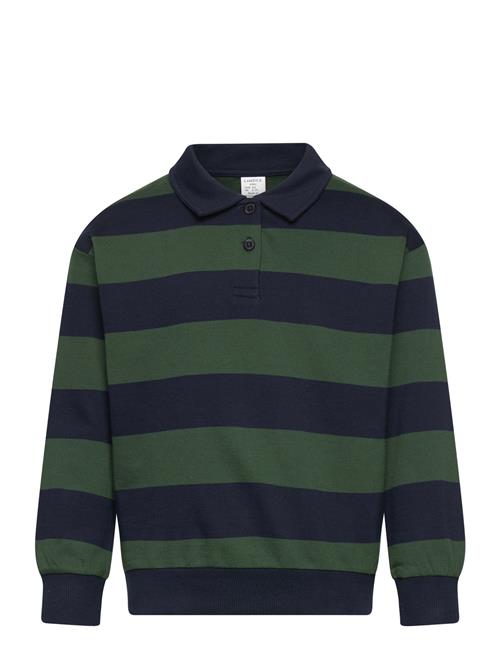 Sweater Collar Block Stripe Lindex Green