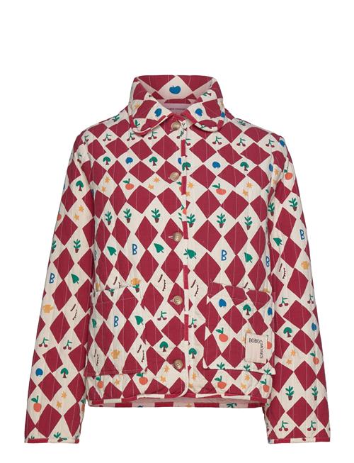 Harlequin Printed Quilted Cropped Jacket Bobo Choses Red