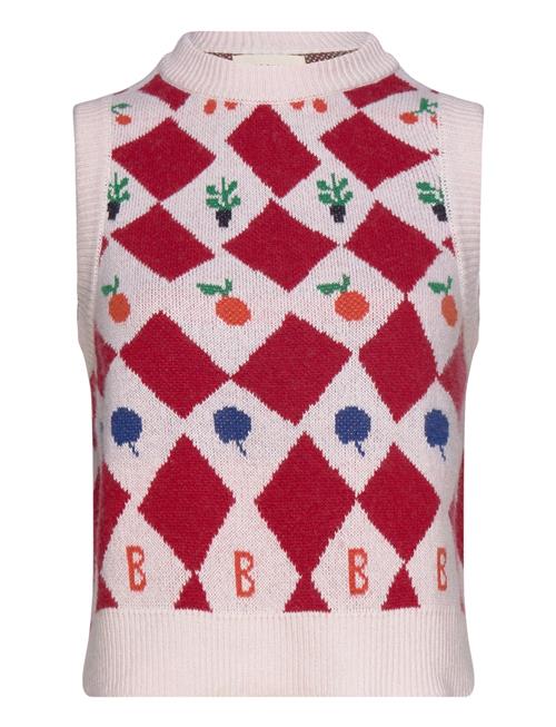 Harlequin Printed Knitted Vest Bobo Choses Red