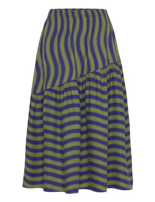 Multicolour Waves Printed Flared Skirt Bobo Choses Green