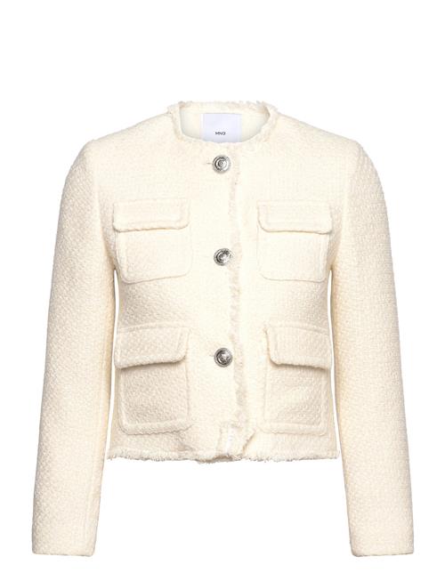 Pocket Tweed Jacket Mango White