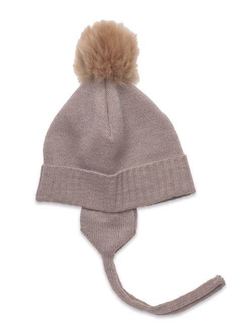 Bonnet Wool Knit Alpaca Pompon Huttelihut Beige