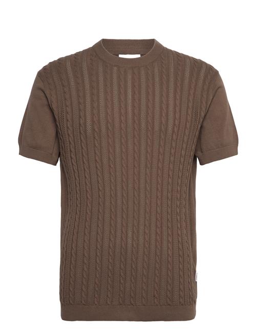 Knitted S/S O-Neck Tee Lindbergh Brown