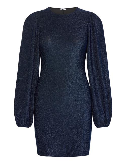 Puff Sleeve Sparkling Dress Bubbleroom Navy