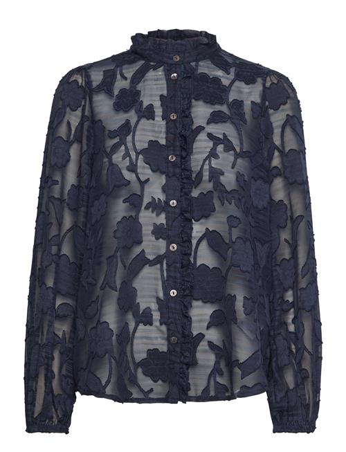 Shirt From Freequent In A Transparent Material With Stripes And A Floral Pattern FREE/QUENT Navy