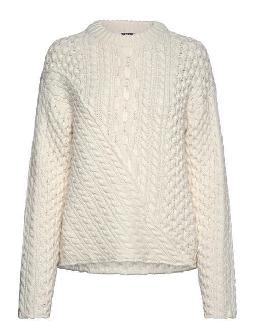 Se Cable Knit Sweater Weekday White ved Booztlet