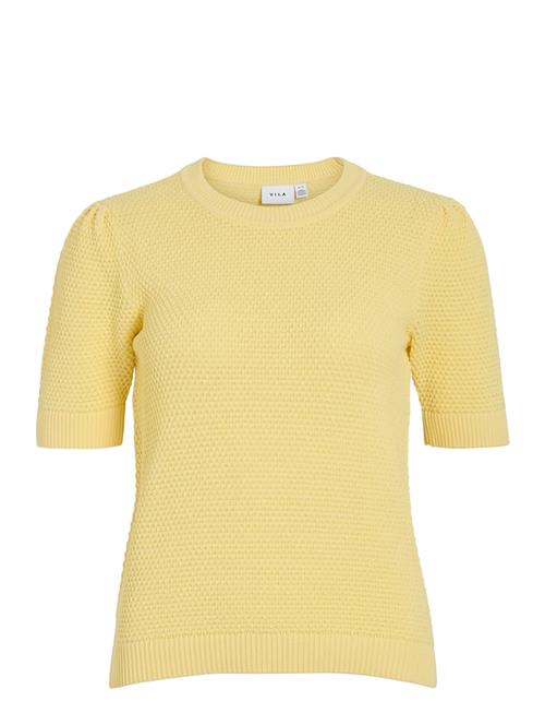 Vidalo O-Neck S/S Knit Top - Noos Vila Yellow